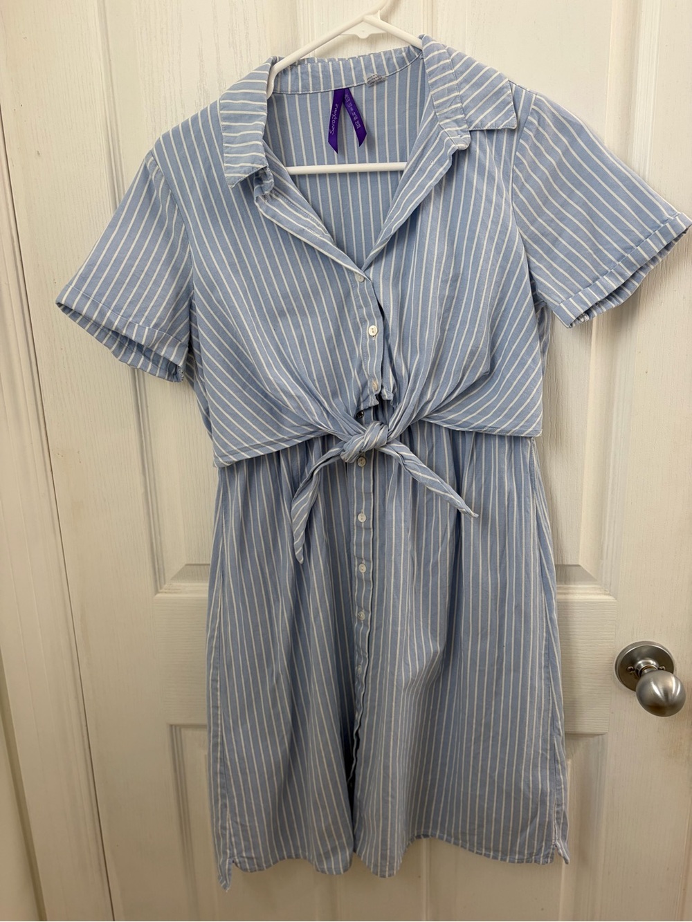 Seraphine Light Blue & White Striped Nursing Friendly Dress